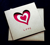 Red Love Hearts - Handcrafted Valentines or Anniversary Card - dr16-0018
